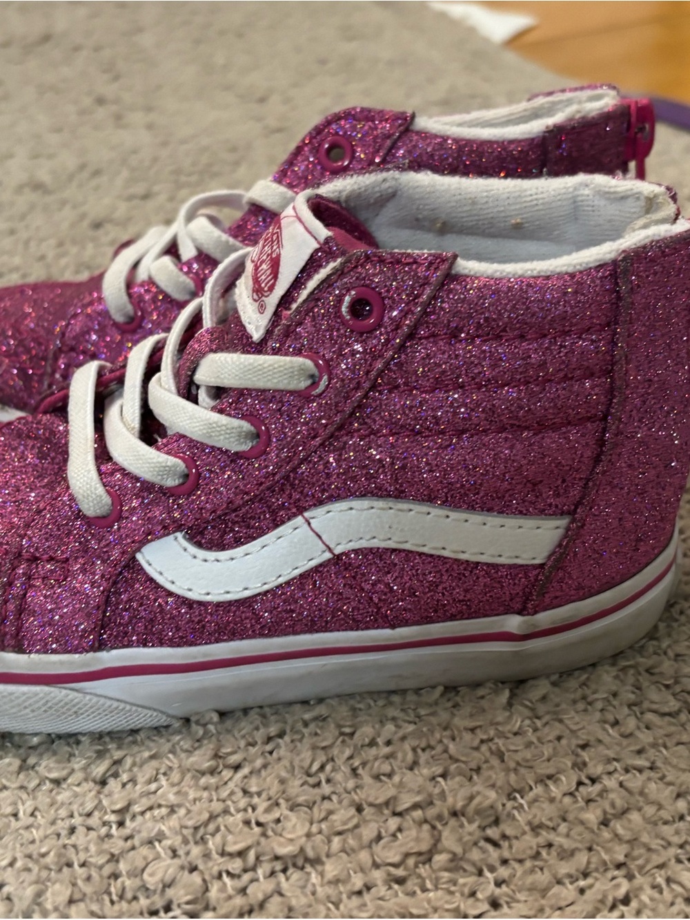 Vans Kids Glitter High-Top Sneakers in Magenta